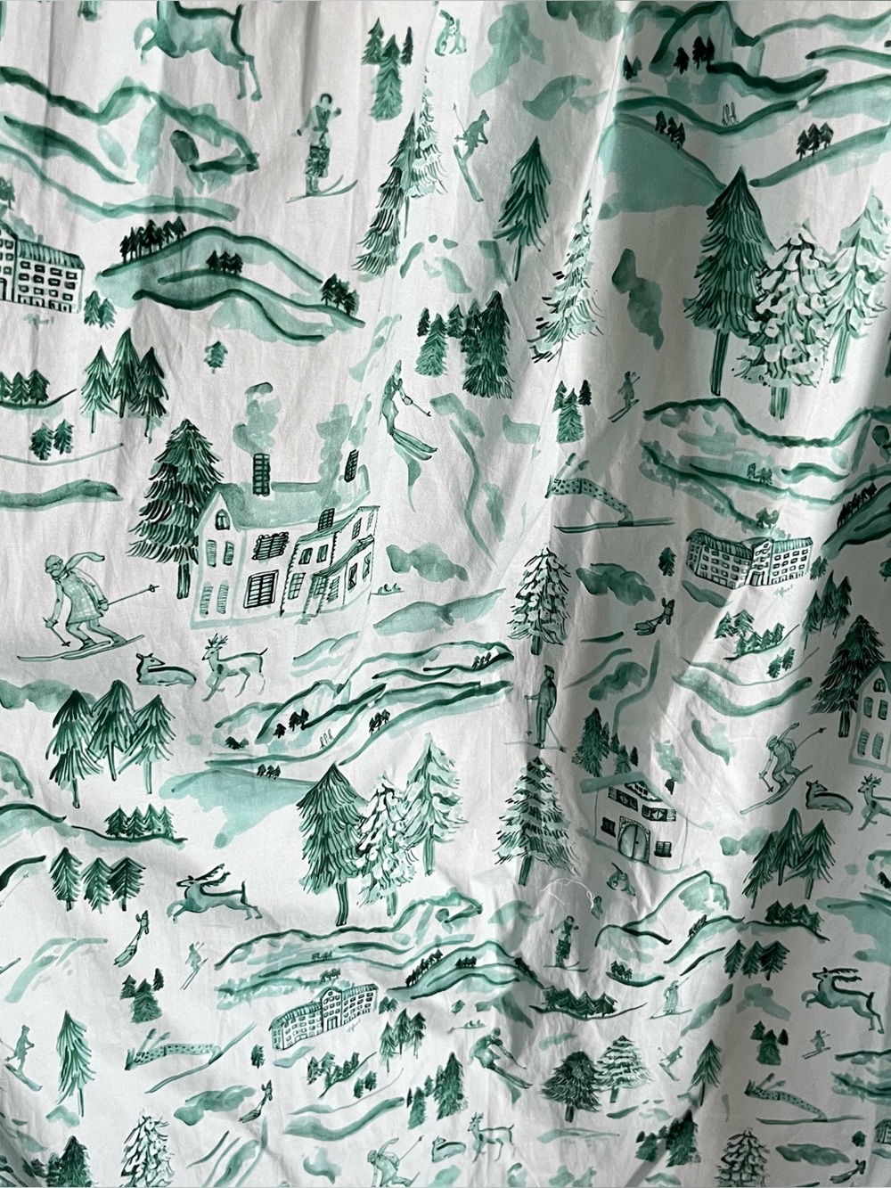 Hill House Caroline Nap Dress Ski Chalet Toile Print Smocked Midi Dress - Picture 5 of 6